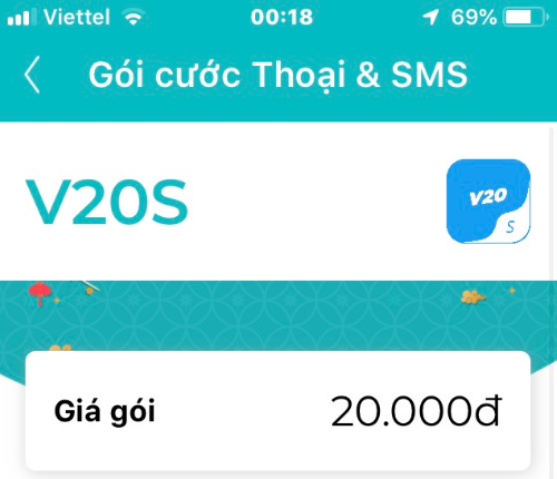 Gói V20s viettel