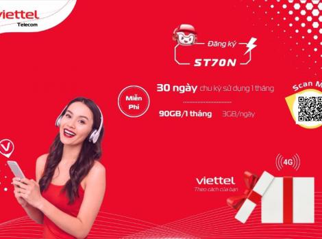 Gói Cước 70K Viettel Có 3Gb/ 1 Ngày (90Gb)/ 30 Ngày