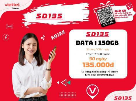 Chỉ 135K có 150Gb Data 5G tốc độ cao Viettel/ 30 ngày