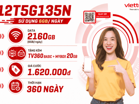 Gói Cước Viettel 1 Năm Nào Có 2160GB Data 5G Tốc Độ Cao?