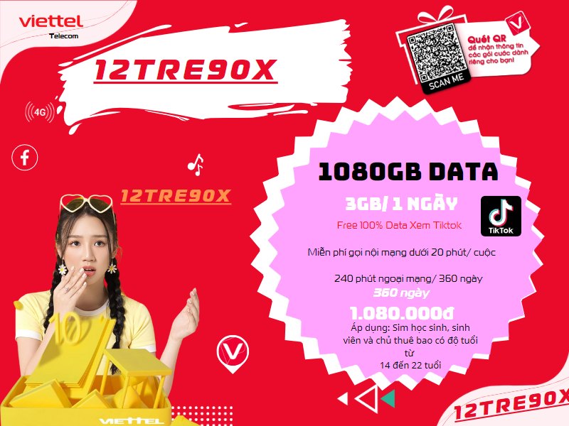 Gói 12TRE90X Viettel