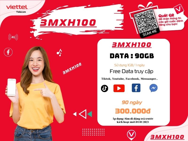 Gói 3MXH100 Viettel