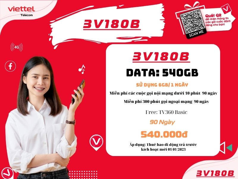 Gói 3V180B của Viettel