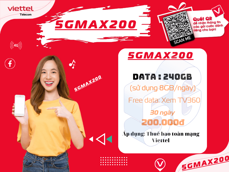 Gói 5GMAX200 Viettel