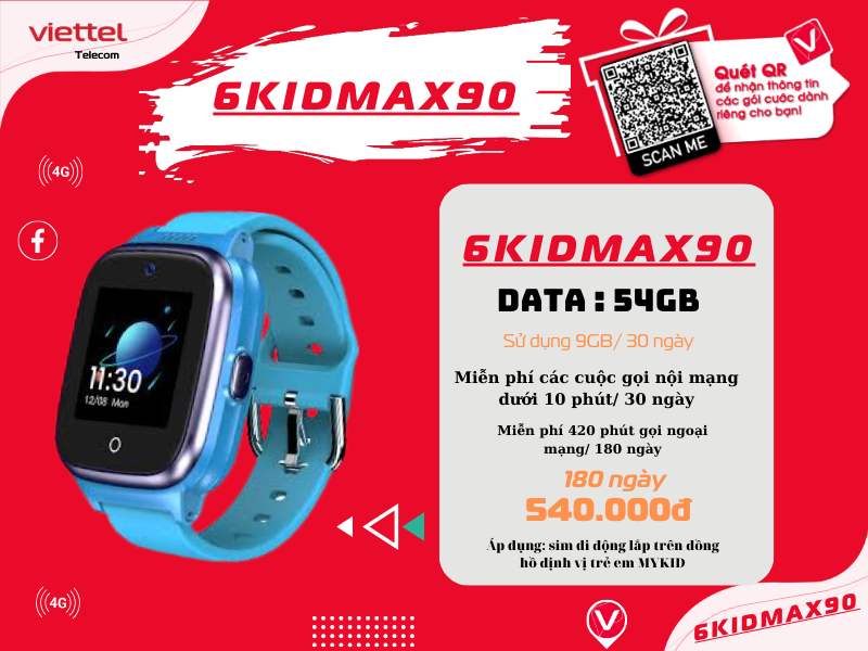 Gói 6KIDMAX90 Viettel