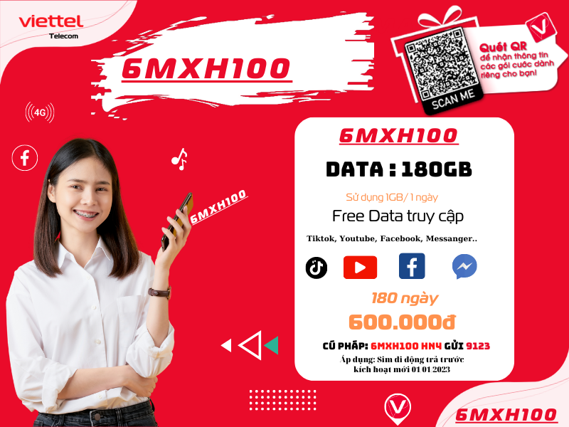 Gói 6MXH100 Viettel
