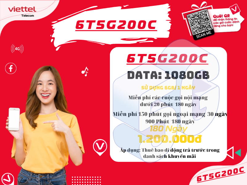 Gói 6T5G200C Viettel