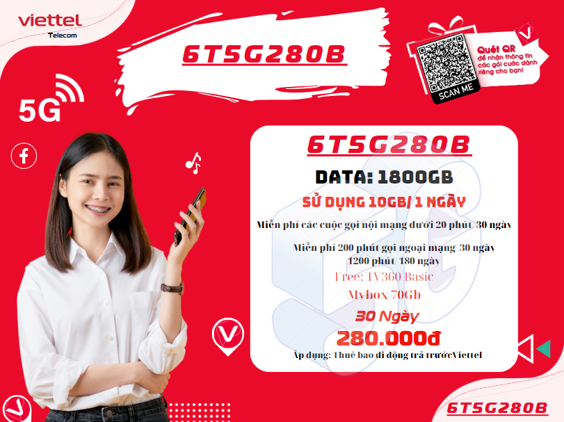Gói 6T5G280B Viettel