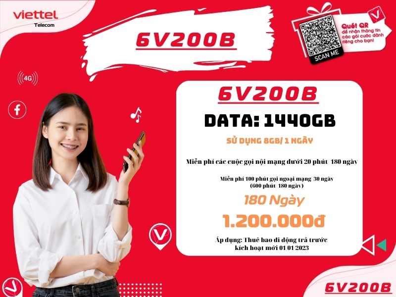 Gói 6V200B Viettel