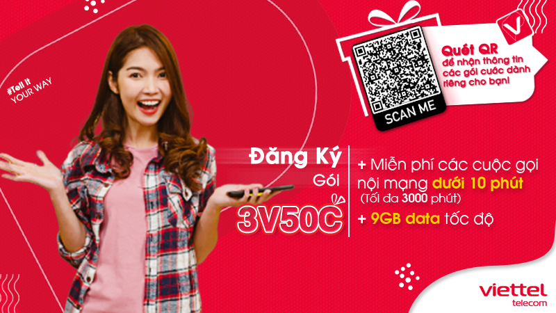 Gói cước 3V50C Viettel