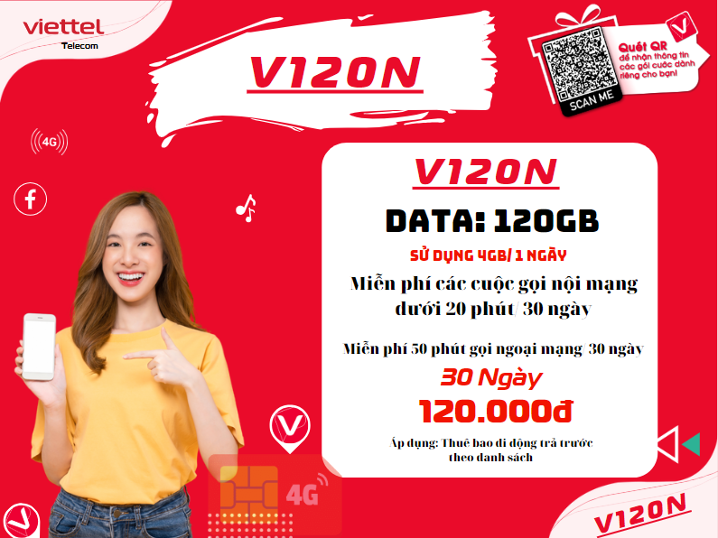 Gói cước V120N của Viettel