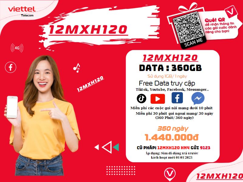 Gói 12MXH120 Viettel