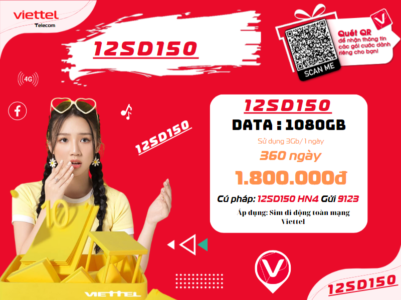 Gói 12SD150 Viettel