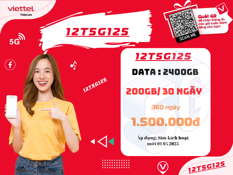 Gói 12T5G125 Viettel