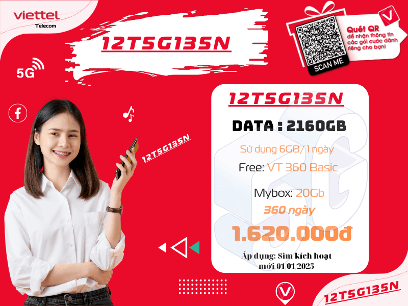 Gói 12T5G135N Viettel