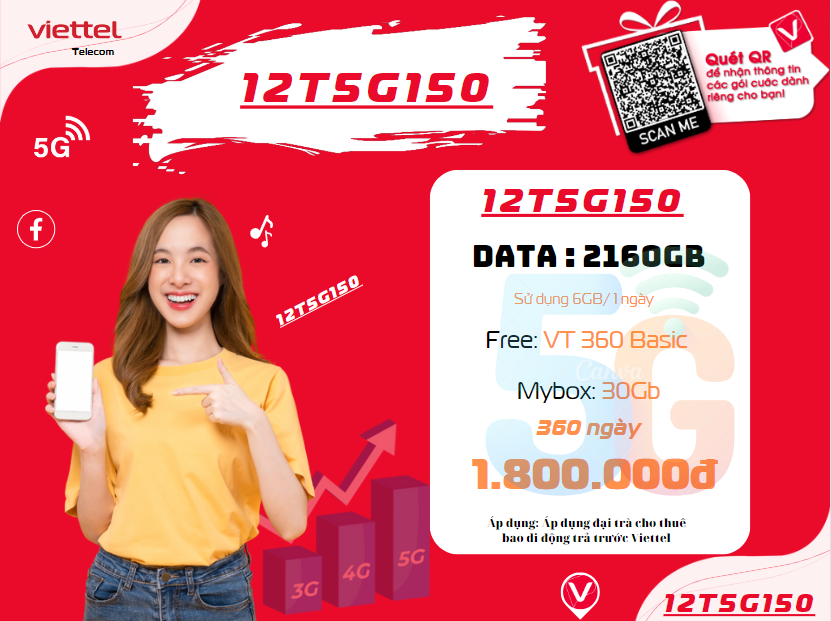 Gói 12T5G150 Viettel
