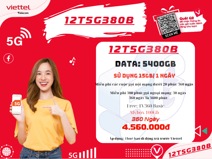Gói 12T5G380B Viettel