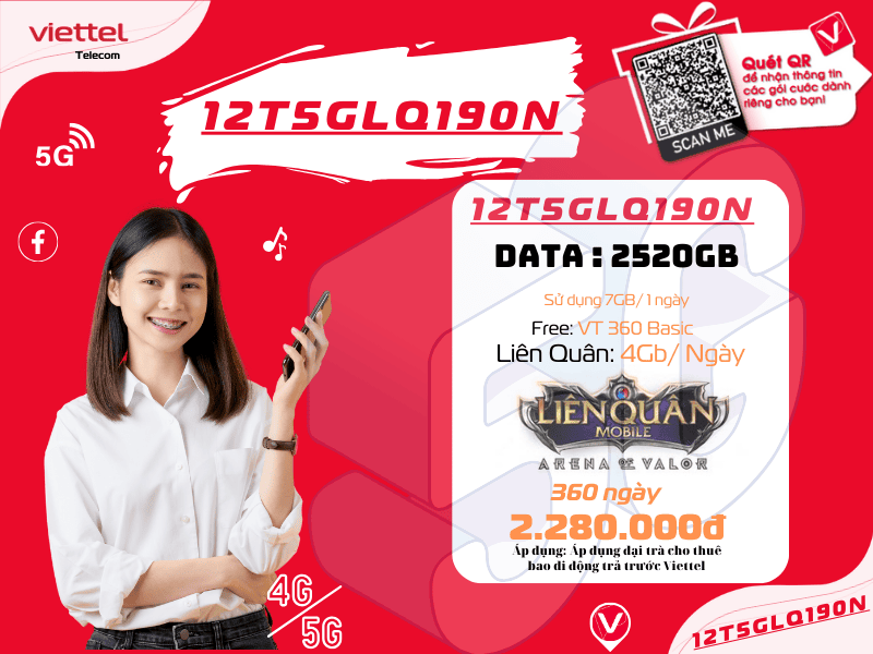 Gói 12T5G190N Viettel