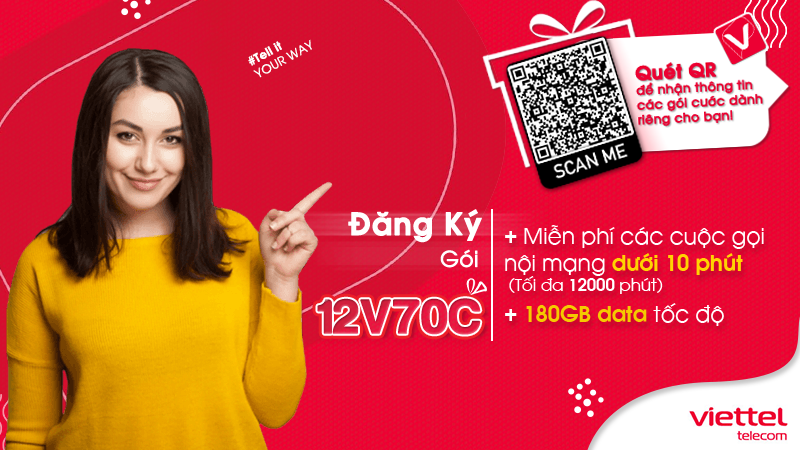 Gói cước 12V70C của Viettel
