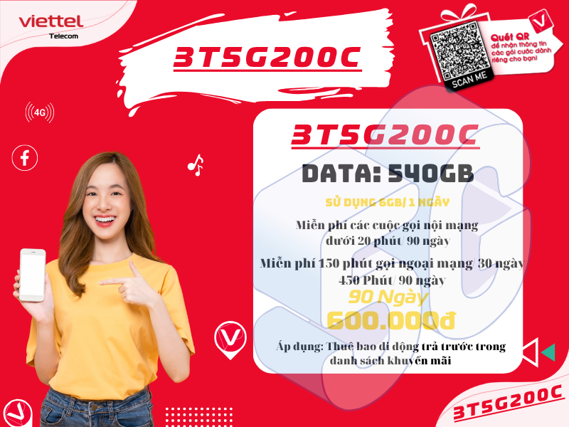 Gói 3T5G200C Viettel