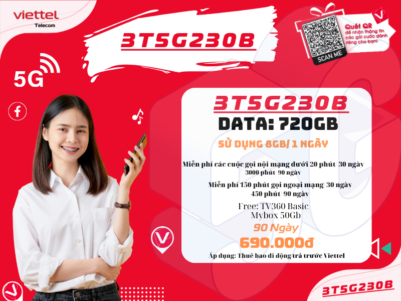 Gói 3T5G230B Viettel