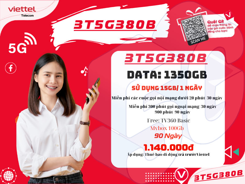 Gói 3T5G380B Viettel