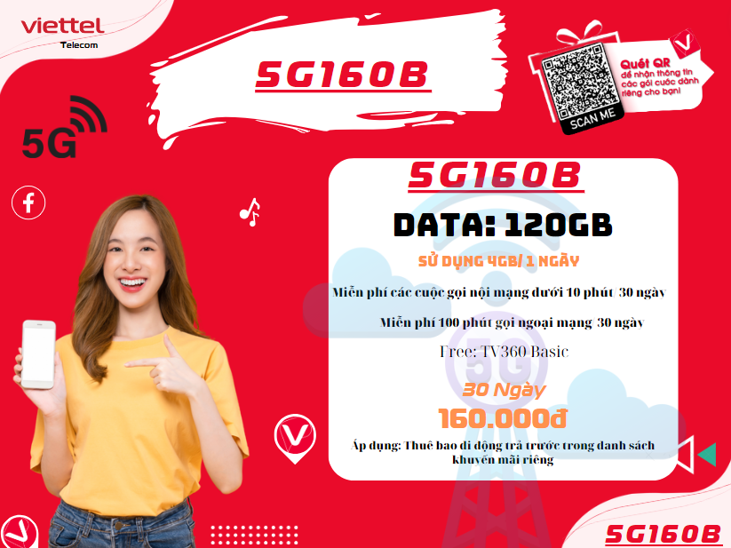 Gói 5G160B Viettel