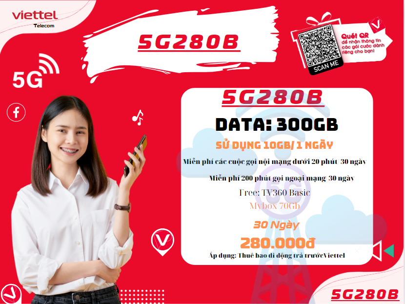 Gói 5G280B Viettel