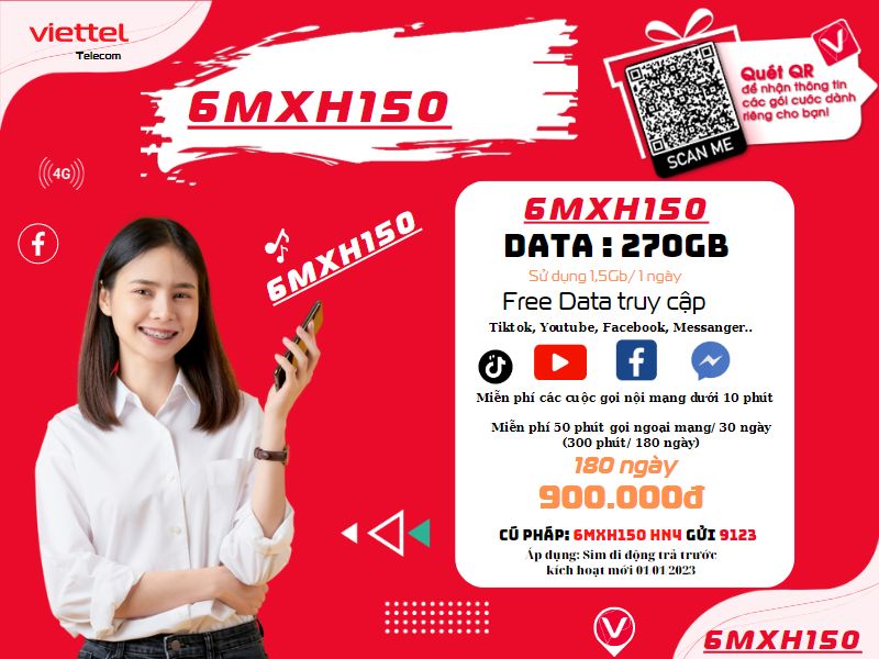 Gói 6MXH150 Viettel