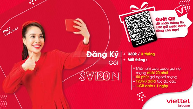 Gói cước 3V120N của Viettel