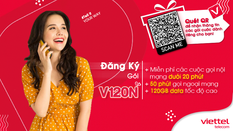 Gói cước 120k Viettel có 4Gb 1 ngày